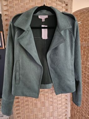 Philosophy Faux Suede Moto Jacket Alpine Green